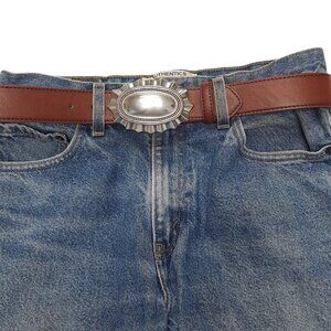 Shiny Silver Western Buckle Belt